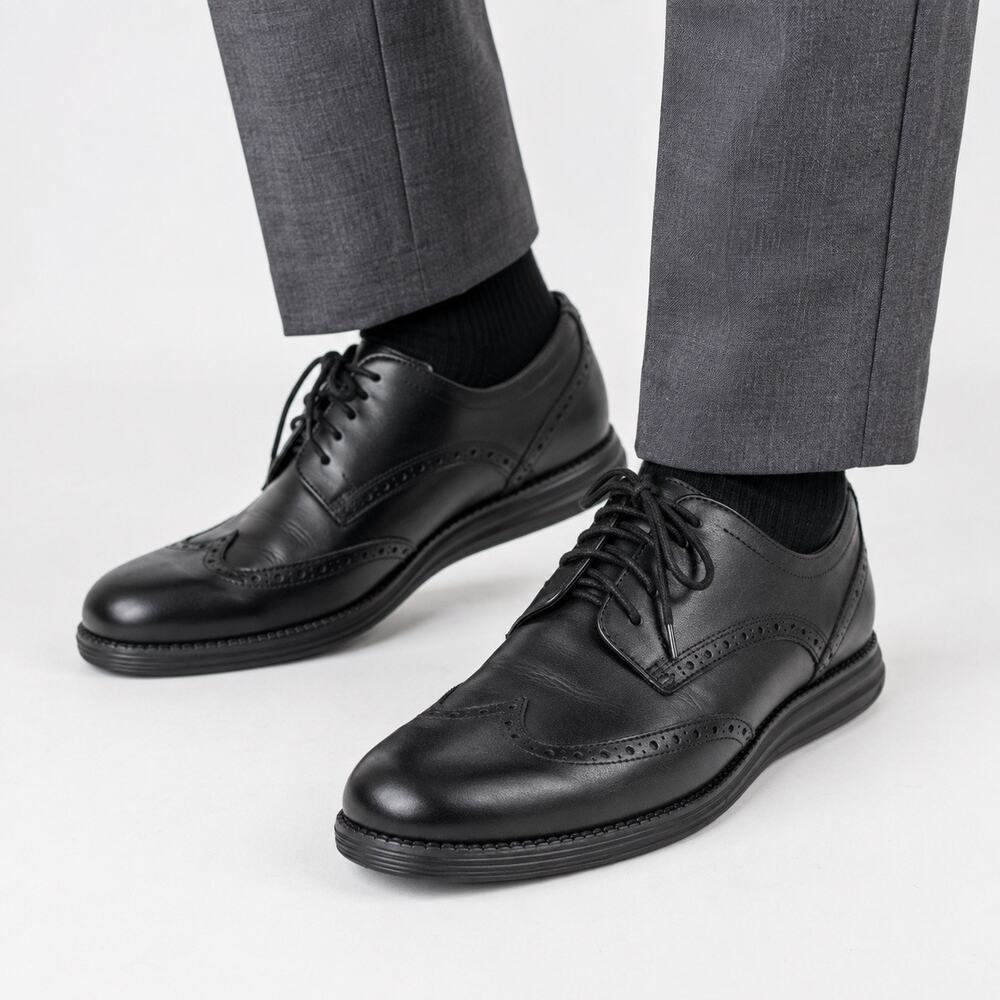 Cole Haan OriginalGrand Wingtip Oxford Black Leather Shoes Men 11M